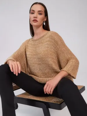 Купить Весенне-осенний свитер, вязаная рубашка с рукавами «летучая мышь»,  женский свободный свитер с одним вырезом, короткий джемпер | Joom