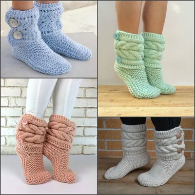 Мастер класс по вязанию теплых тапочек сапожек крючком. DIY Slipper boots  crochet - YouTube