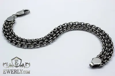 Мужская серебряная цепь с оксидированным, шириной 0,8 см, плетение бисмарк  ручной вязки за 12 050р. в ювелирном интернет-магазине Fidelis-Style