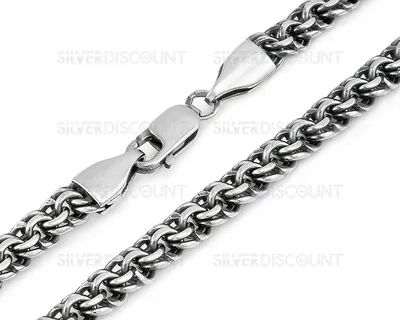 Толстая серебряная цепь, Бисмарк, ручная вязка, с чернением звеньев, ширина  1,3 см - купить в Ювелирном магазине Silveroff