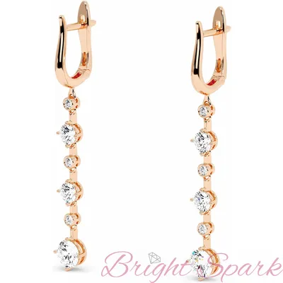 Длинные золотые висячие сережки Michelle 3 карата – купить по отличной цене  в интернет-магазине Bright Spark