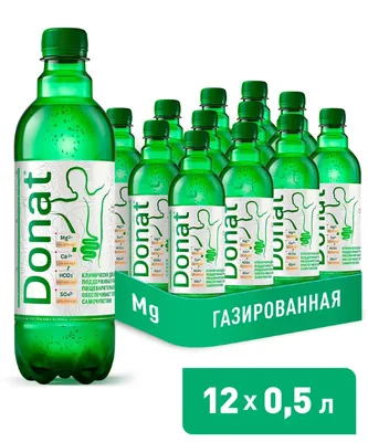 Вода минеральная Donat Mg / Донат газированная ПЭТ 0.5 л (12 штук) - купить  в Москве | цены с доставкой