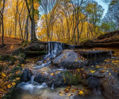 Травертиновый водопад в Татарском лесу. Photographer Lashkov Fedor