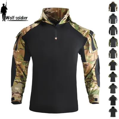 Mens Military T-Shirt Tactical G3 Combat GEN3 Shirt Casual Army Shirt Zip  Hooded | eBay