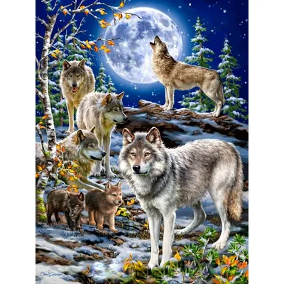 Купить Набор рисование камнями по номерам Волчья семья - доставка,  контакты, цены.