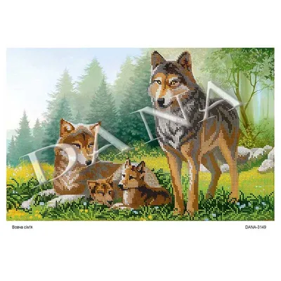 Волчья семья с тремя детенышами | Премиум Фото
