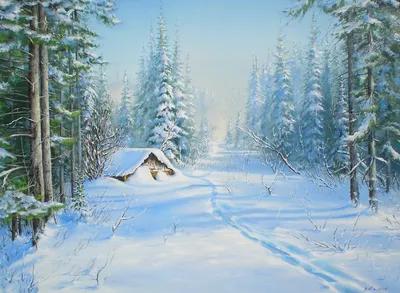 Зимний волшебный лес рисунок - 72 фото