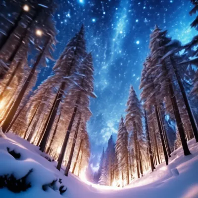 Волшебный зимний ,лес ,высокие ёлки …» — создано в Шедевруме
