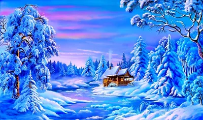 Зимний волшебный лес рисунок - 72 фото