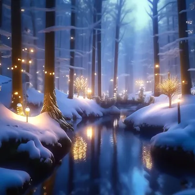 Волшебный зимний лес, fantasy, …» — создано в Шедевруме