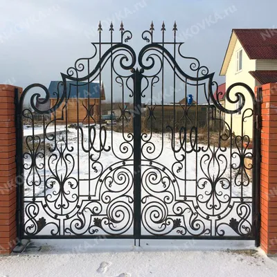 Распашные ворота для загородного дома 1800х3300 под ключ - фото  реализованных объектов Лысково