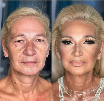 Возрастной макияж фото до и после фото