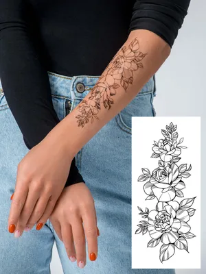 Caprice tattoo / Временная тату, переводная татуировка, цветы, роза, пионы,  переводка, магнолия, змеи- купить по выгодной цене в интернет-магазине OZON  (527569499)