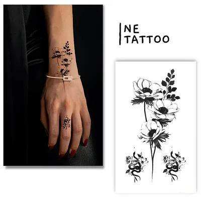 Ne Tattoo Временные тату \"Нежный цветок и маленькая змейка\" - купить, цена,  отзывы - Icosmo