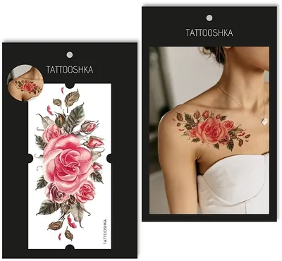 Tattooshka Временное тату \"Роза акварельная\" | Makeupstore.co.il