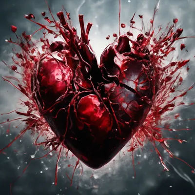 Стеклянное разбитое сердце с брызгами…» — создано в Шедевруме