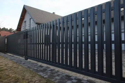 Забор из металлического штакетника черный купить по цене 1250 руб. в Москве  от производителя