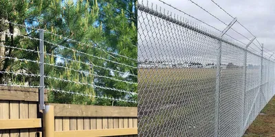 Забор с колючей проволокой фото фото