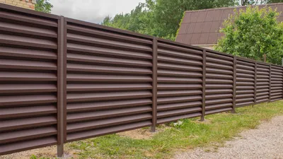 Современный графитовый забор жалюзи из габионов ЖЗ-138 - купить в Москве,  цена, фото, отзывы, характеристики