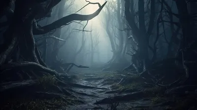 Страшный загадочный лес в тумане в осени волшебные валы Природа Стоковое  Изображение - изображение насчитывающей заколдованный, заколдовывано:  66637245