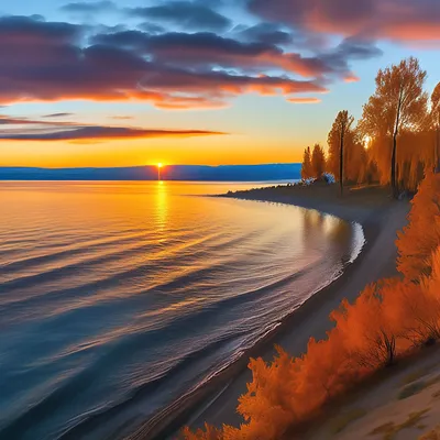 Красивый закат, озеро Байкал фото — Байкал