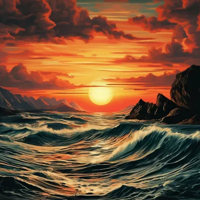 Фото Закат солнца над морем