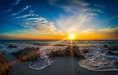 Фотографии Море солнца Природа Небо рассвет и закат 1920x1200