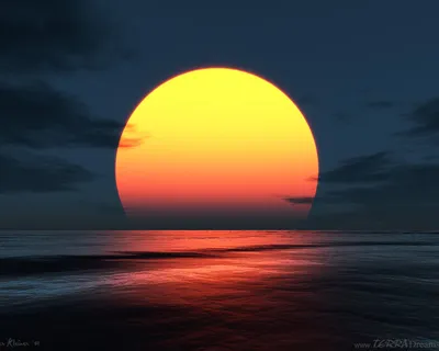 Закат солнца в море, огненное и …» — создано в Шедевруме