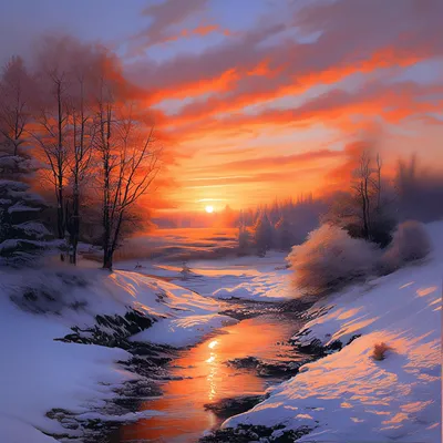 Закат солнца зимой (9 фото) - 9 фото