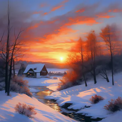 Восход солнца зимой (85 фото) - 85 фото