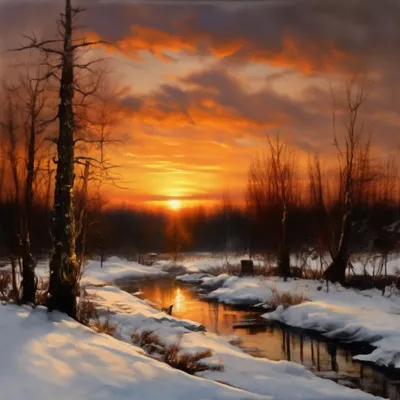 🖌️ «закат солнца зимой» — юлийклевер…» — создано в Шедевруме