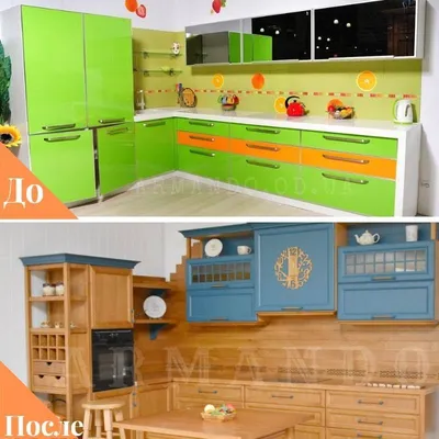 Замена фасадов кухни фото до и после фото