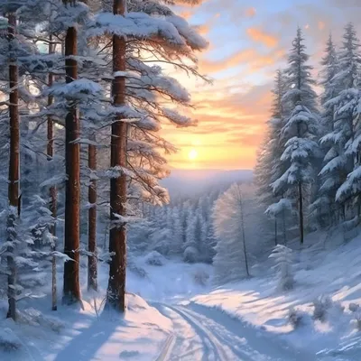 Красивый заснеженный лес,зимний …» — создано в Шедевруме