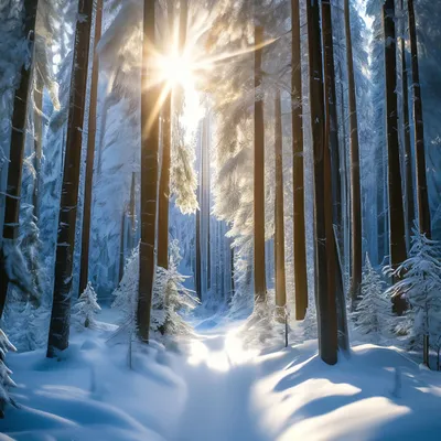 Очень красивый зимний лес. Морозный …» — создано в Шедевруме
