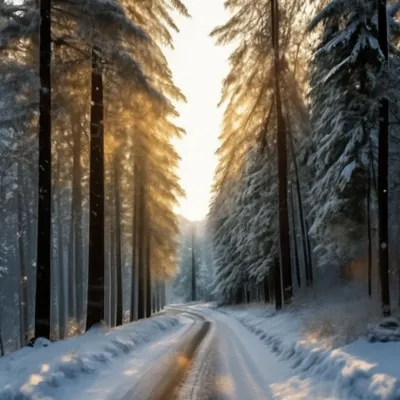 Заснеженный лес в зимний пасмурный день Stock Photo | Adobe Stock