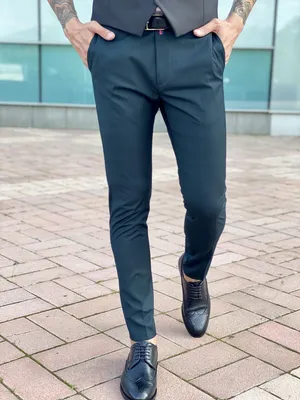 Мужские синие зауженные брюки, укороченной длины. Арт.: 2471 – купить в  магазине мужской одежды Smartcasuals