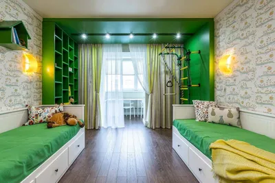 Оформление интерьера детской комнаты в зеленом цвете