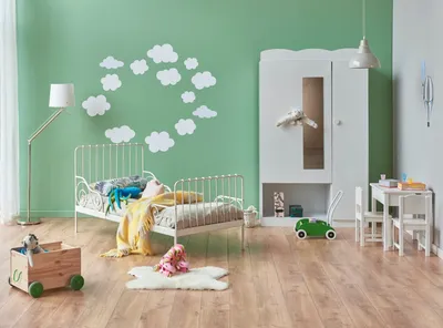 Бело-зеленая мебель в детскую спальню девочки от «Mamka™»