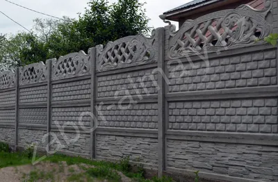 Бетонный забор «Сланец» комбинированный с металлоштакетником от компании  ЧПУП «ТанДем-Крас»