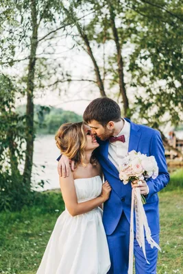 свадебный, свадьбы, образ жениха, жених и невеста в синем, костюм жениха -  The-wedding.ru