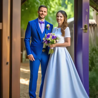 Костюм свадебный для жениха синий - 65 фото