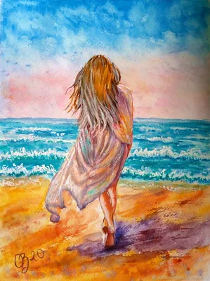 Картина девушка у моря море и волны купить в интернет-магазине Ярмарка  Мастеров по цене 15000 ₽ – M6KMIBY | Картины, Краснодар - доставка по России