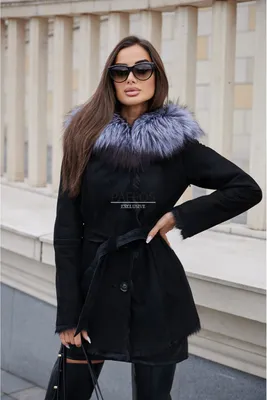 Женская дубленка черная купить в интернет магазине Paffos.ru