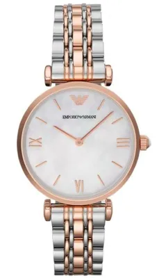 Emporio Armani T Bar Gianni Классические женские часы с перламутровым  циферблатом и двухцветным стальным ремешком