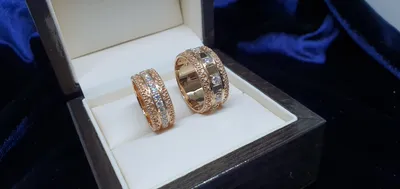 Кольца Широкие обручальные кольца с бриллиантами 161221-44 изготовление на  заказ, из золота и серебра