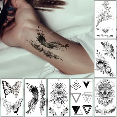 Новинка, наклейки-татуировки, маленькие, свежие буквы, мужские,  полуперманентные, цветочные руки, женские, водонепроницаемые, имитация  татуировки | AliExpress