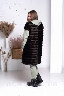 Цена на Куртку-жилетку из меха кролику рекс в интернет магазине | Артикул:  A-11736-GR