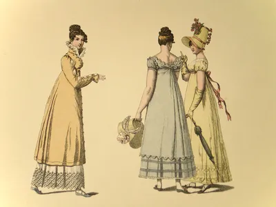 Винтажная картинка 19 века «Три девушки в модных платьях» — Abali.ru