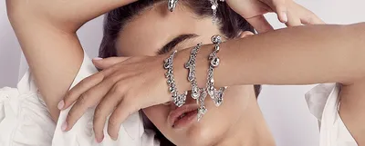 Серебряный браслет с розовым кварцем и марказитами Swarovski TJB225 -  Женские украшения