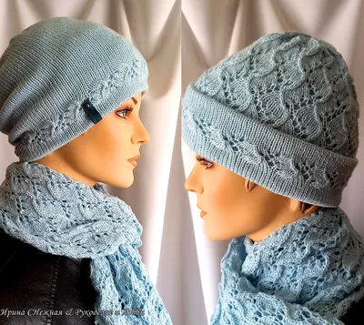 женская вязаная шапка спицами | Стильное вязание by Marina Morgun